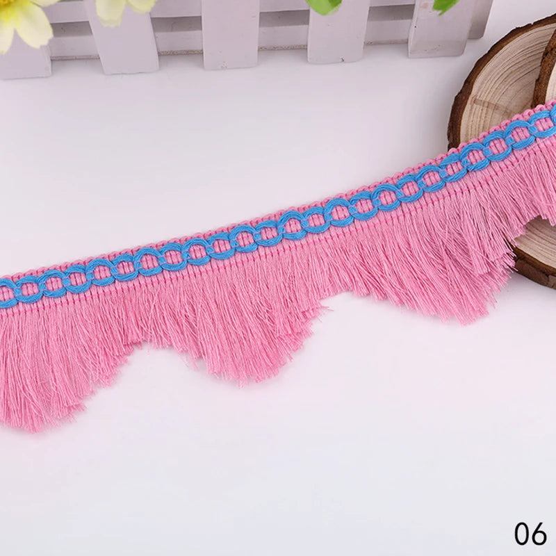 ruban frisé franges bleu clair rose noir marron décoratif 5cm artisanal diy decoration