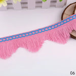 ruban frisé franges bleu clair rose noir marron décoratif 5cm artisanal diy decoration