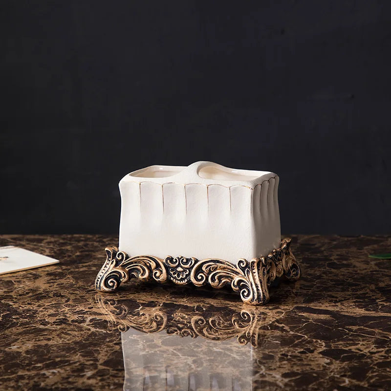 ensemble salle bain blanc doré classique cérémonial distributeur savon tasse buvant support savon porte