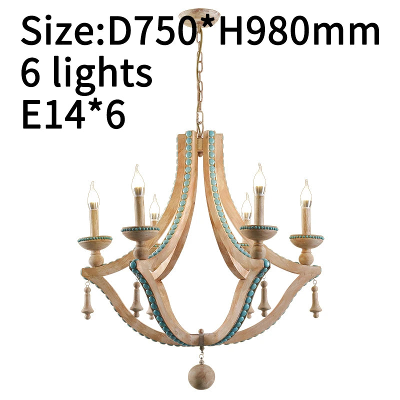 lustre bois massif turquoise classique chaîne métallique salon foyer interrupteur bouton