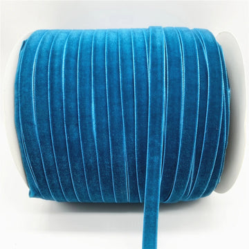 ruban velours bleu opaque plissé polyester largeur 10 15 20 25 38 mm emballage