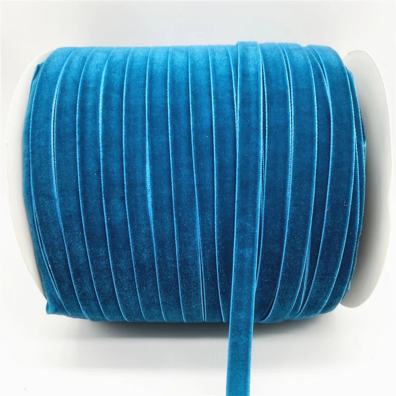 ruban velours bleu opaque plissé polyester largeur 10 15 20 25 38 mm emballage