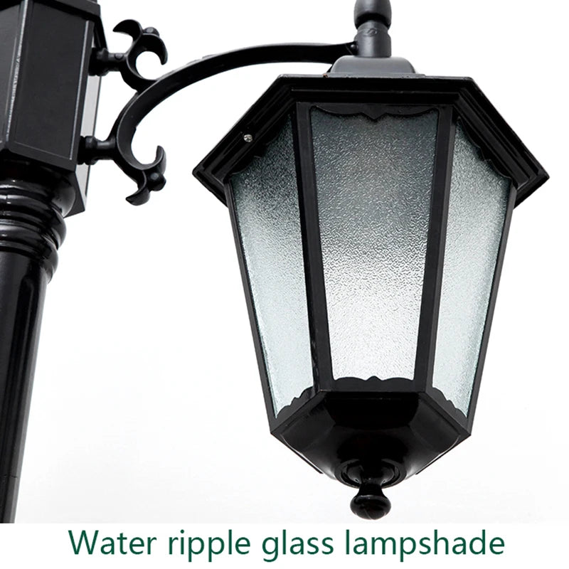 lampadaire classique bronze noir verre ondulations deux têtes éclairage extérieur led haute qualité aluminium