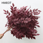 Bouquet artificiel feuilles simples moderne vase transparent hauteur 92cm rouge foncé vertclair blanc