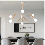 suspension lumineuse moderne araignée industrielle bois métal noir blanc ampoules E27 led scandinave