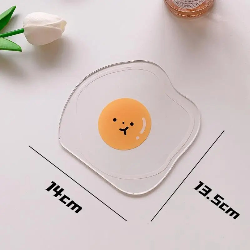 coasters cartoonaufs animaux souriants transparents orange blanc bleu respectueux environnement