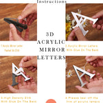 lettre acrylique miroir argentée autocollante décoration murale alphabet moderne fête mariage maison diy