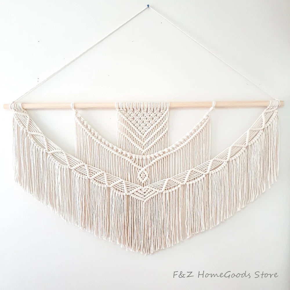Détail de la texture du macramé en coton 100%