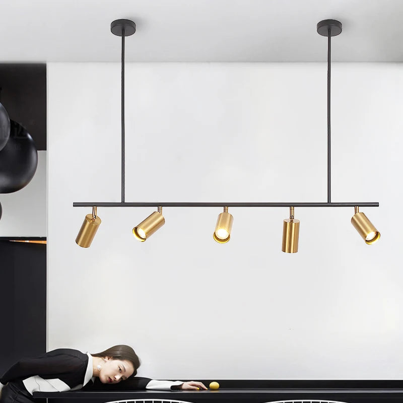 suspension lumineuse moderne noir doré tête brillante métal poli minimaliste