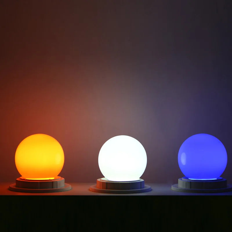 ampoules led e27 multicolore opalescentes moderne 360° rouge vert jaune bleu blanc rose orange