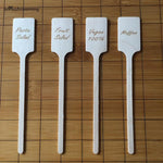 spatules bois gravées lettres mariage anniversaire minimaliste 100 pièces blanc opaques