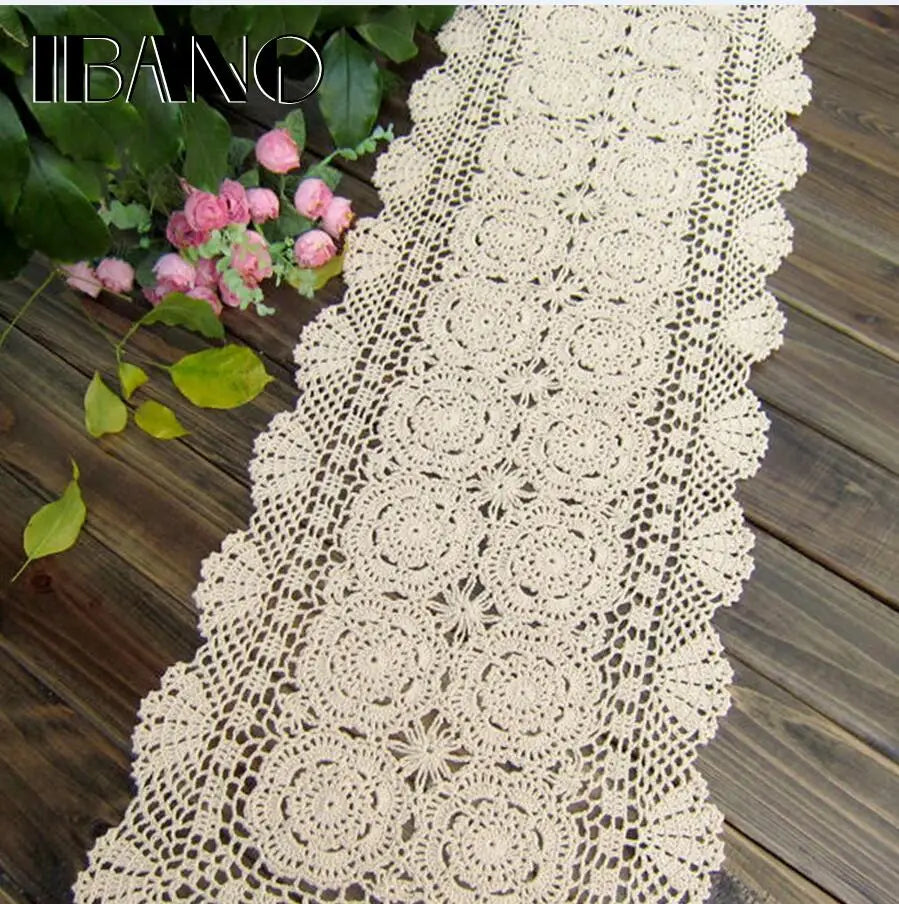 serviette table coton crochetée motifs floraux vintage beige clair réutilisable table manger mariage fête