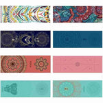 tapis yoga double couche non glissant bleu marine motifs floraux moderne 185x63cm yoga fitness