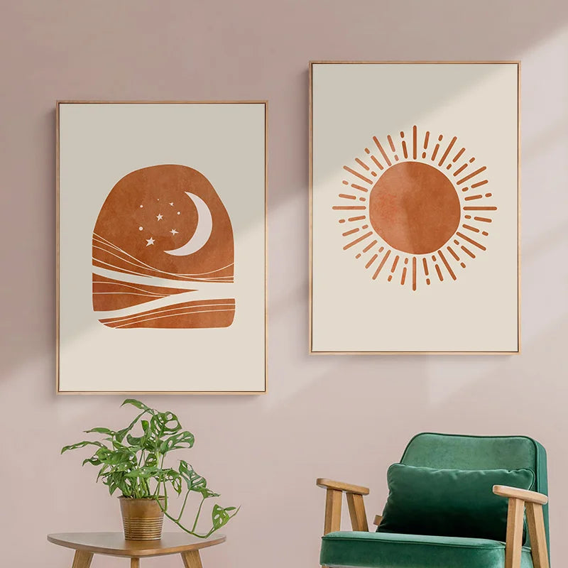 Tableau dans un salon moderne avec décoration neutre