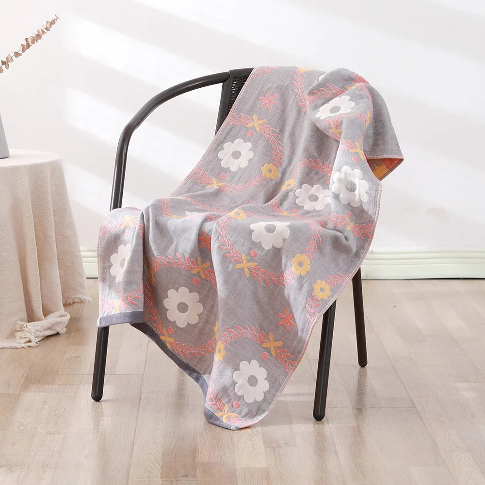 serviette bain coton bio rapide absorbant moderne motif géométrique blanc bleu orange gris
