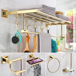 ensemble porte serviettes moderne salle bain doré fixations vis crochets serviettes