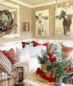 housse coussin carré nordique impression arbre rustique décoration noël 45x45 farmhouse