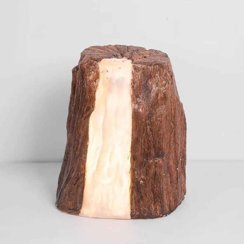 lampe poser marron texture bois rustique lumière led ip55 extérieure jardin traditionnelle autonomie
