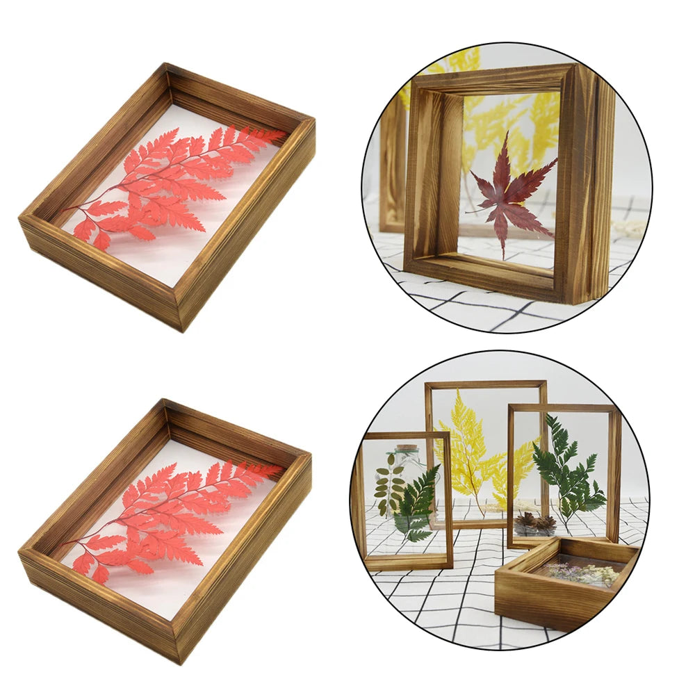 Cadre photo rectangle en bois avec cloison transparente