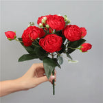 fleur artificielle rose thé soie bouquet rouge blanc décoration mariage maison jardin