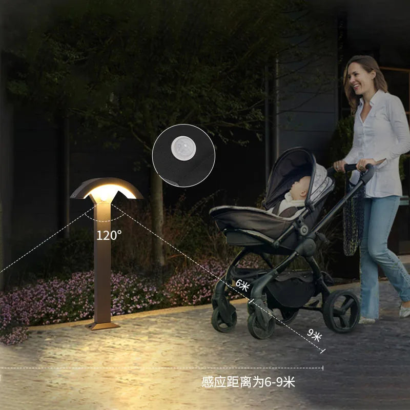 lampe led extérieure détecteur mouvement ip65 moderne noire 12w waterproof aluminium