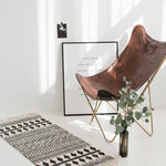 tapis géométrique boho beige noir triangles losanges antidérapant lavage machine main chambre salon prière