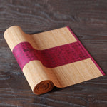 tapis table runner tissage bambou rayures chinoises beige bordeaux traditionnel artisanal maison decoration