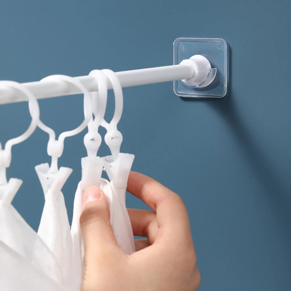 Support de tringle à rideau sans perçage pour salle de bain gris clair