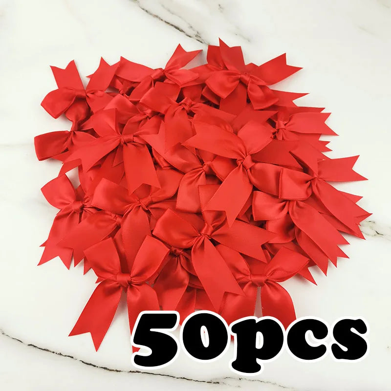 rubans satinés nœuds rose pâle classique opaques tissus décoratifs manuels fêtes 8.5cm 50 pièces
