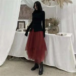 jupe tulle gris plissée fine élégante femme printemps opaques contemporaine mi mollet
