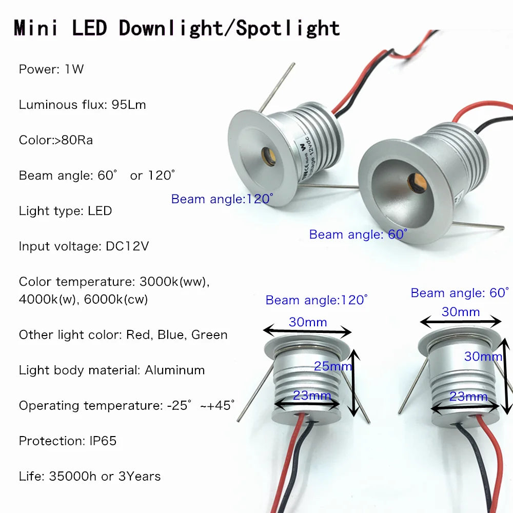 Spot LED argenté moderne 12V 30x25x23mm IP65 6000k 3000k 47cm câble