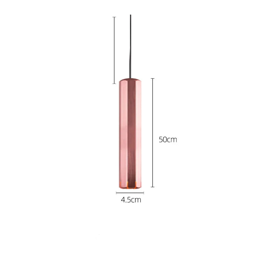 lampe suspendue or rose moderne facettes géométriques câble noir chambre salon