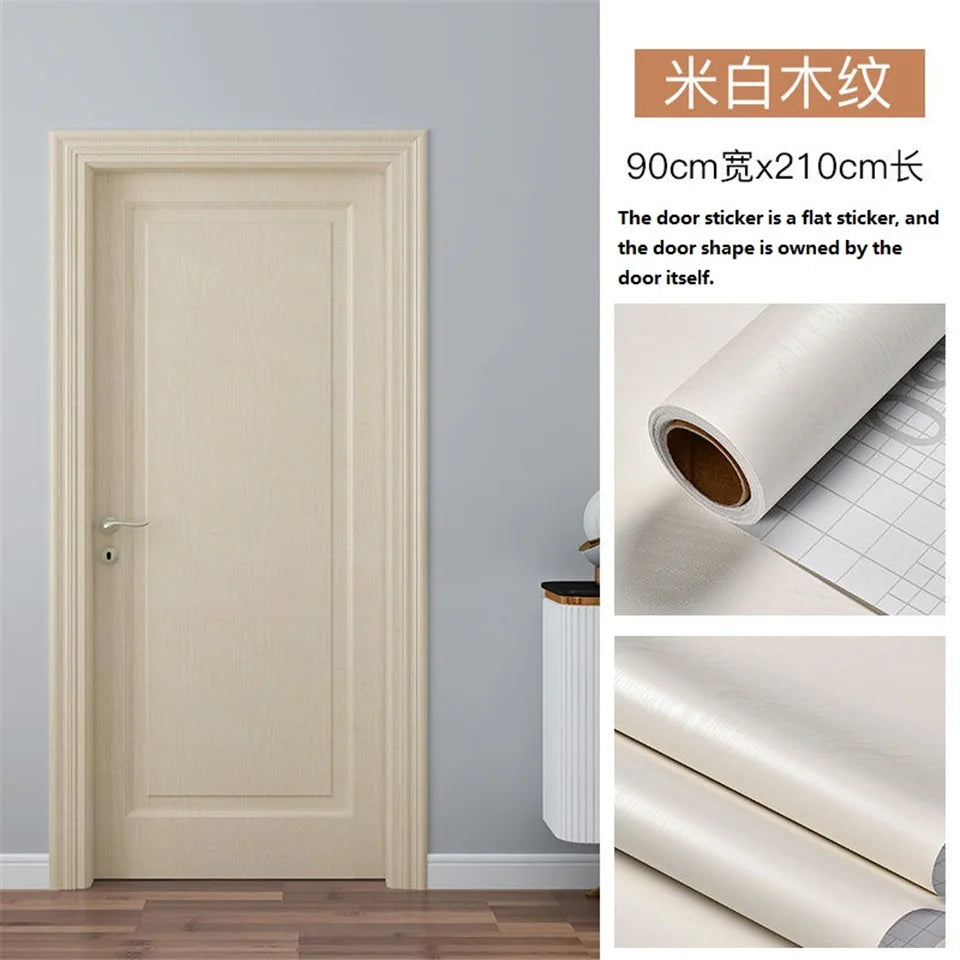 Autocollant imitation bois gris clair sur porte de placard moderne