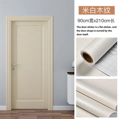 Autocollant imitation bois gris clair sur porte de placard moderne