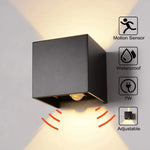 applique murale extérieure ip65 led motion sensor noir blanc contemporaine autoinstallation 10cmx10cm