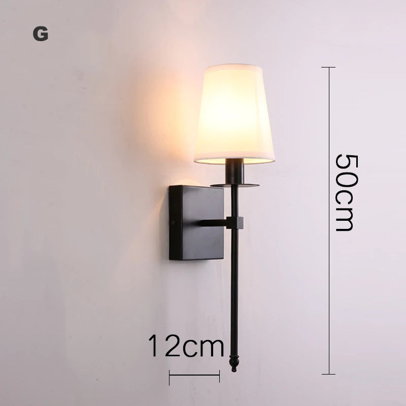 lampe murale moderne abat jour tissu noir blanc éclairage chambre salon entrée minimaliste