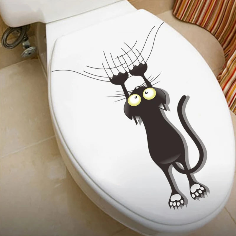 autocollant mural pvc opacité noir chat cartoon dessin animé décoration chambre salon unique graphique