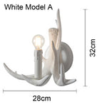 applique murale rustique blanc marron antilope branches naturelle ampoules led chambre salon