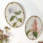 tableaux ovales vintage illustrés fleurs botaniques cadre doré élégantes décoration murale ancienne chambre salon