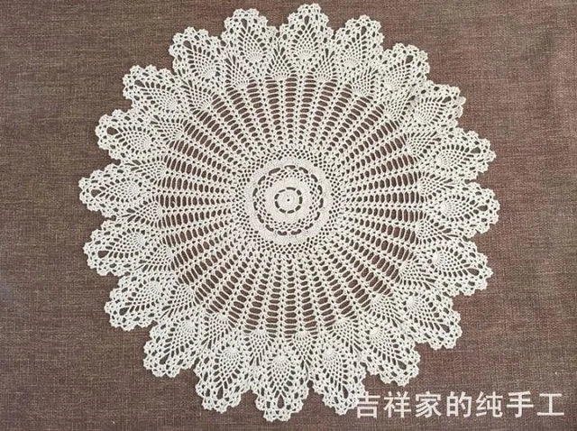 serviette table coton crocheté motif floral traditionnelle maison table manger blanc cassé