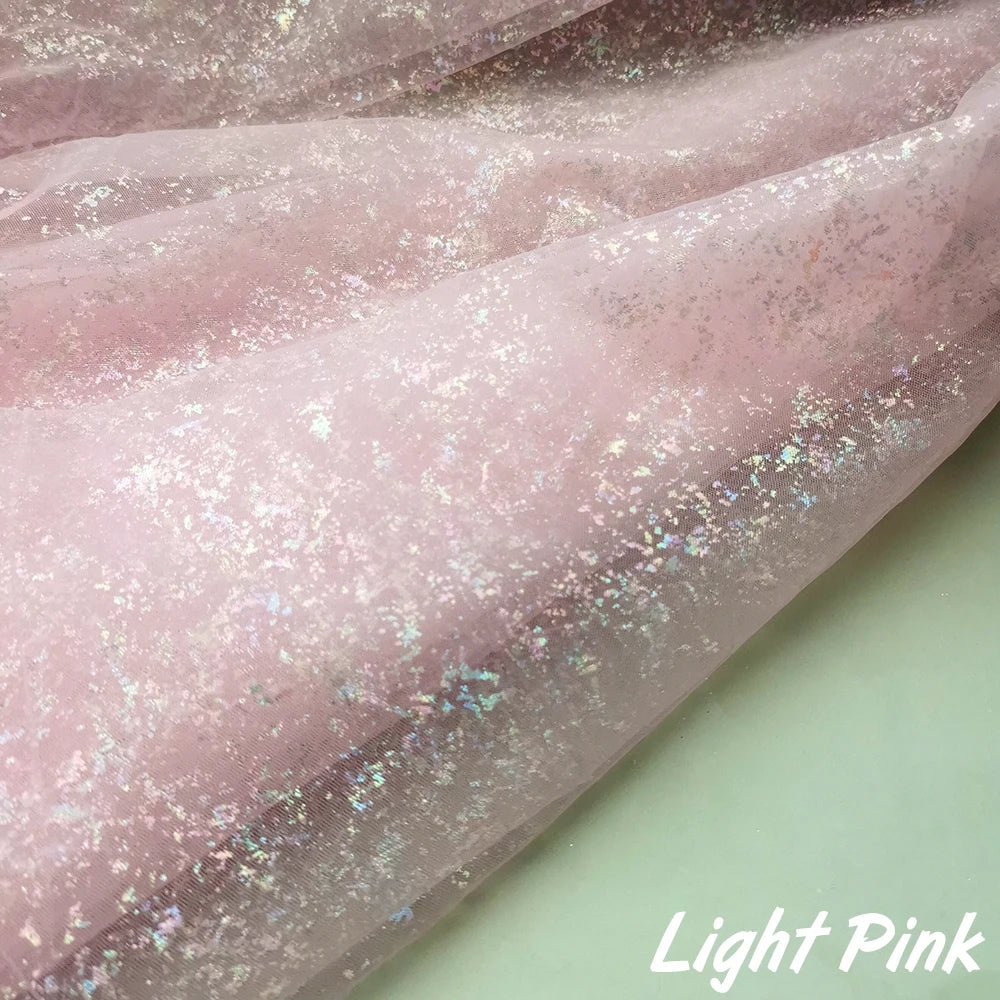 tissu polyester brillant effet paillettes moderne vert pastel rose violet bleu clair opaque décoration