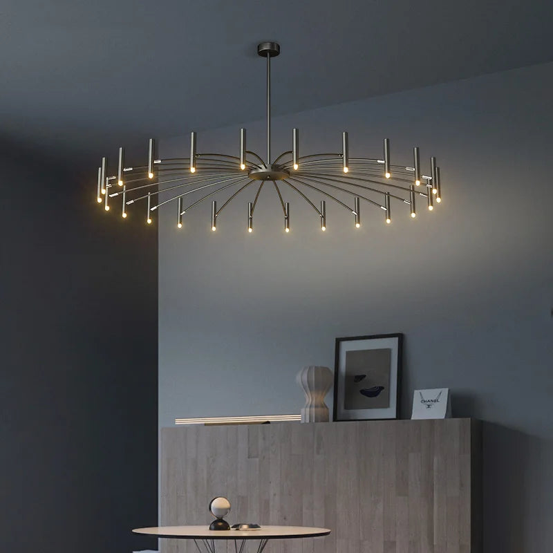 suspension lumineuse moderne branches métalliques noir doré salon salle manger éclairage led