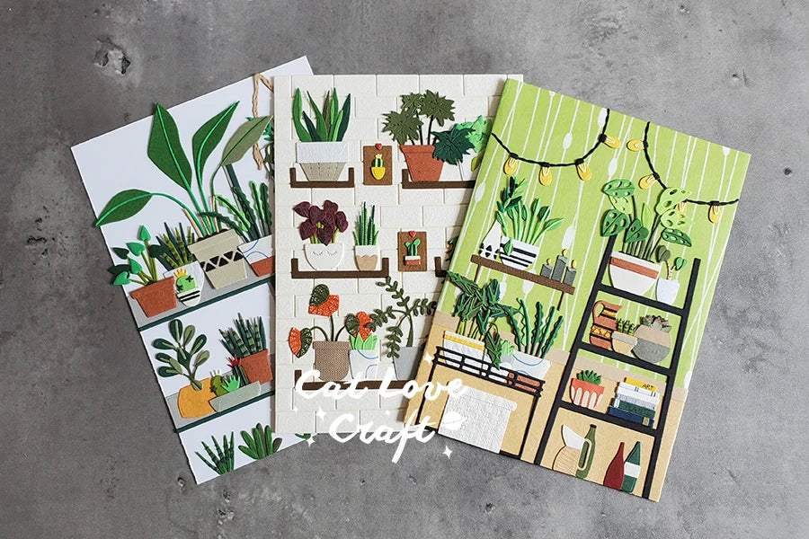 affiche murale plantes motifs brique pots feuilles grilles deco intérieure art