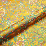 tissu brocart fleurs rouge rose jaune bleu polyester durable qualité jacquard teint decoration materiau