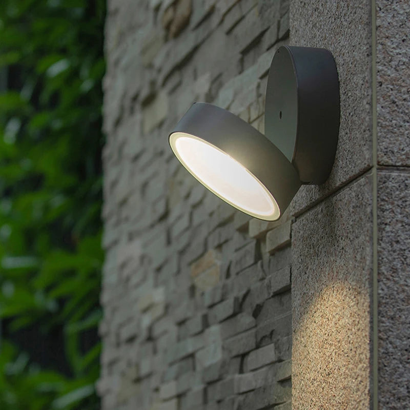 lampe murale led moderne minimaliste gris métallisé hydrofuge extérieure balancoire rotationnelle 8w