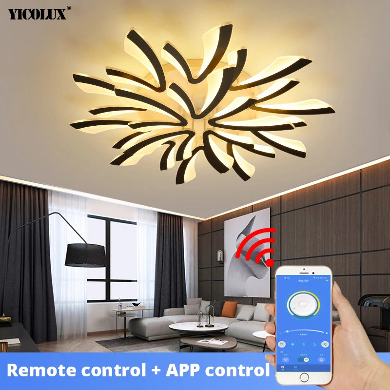 plafonnier led moderne acrylique blanc noir télécommande éclairage quotidien chambre salon moderne ultrafin