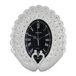 horloge murale art déco plumes paon strass solaire résine noir argenté unique
