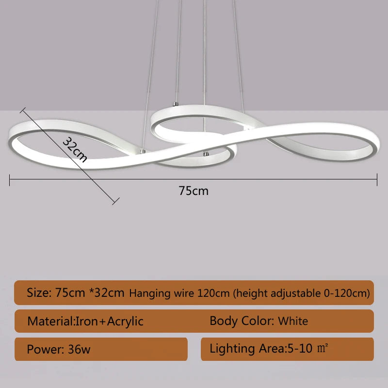 suspension lumineuse moderne infini noir blanc or 75cm 249lm led dimmable