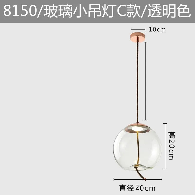lampe suspendue moderne verre transparent cordon salon chambre salle manger