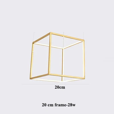 suspension moderne or blanc géométrique forme cubique minimaliste led aluminium